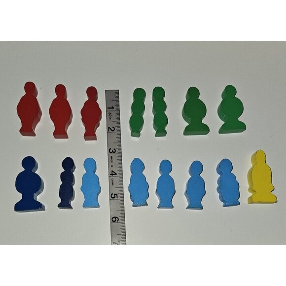 15 Wooden Toy People Figures Lot Railway Train Accessories Blue Green Red READ - Picture 5 of 11